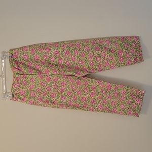 LILLY PULITZER Cropped Pink Green White Turtle Print Pants Size 4